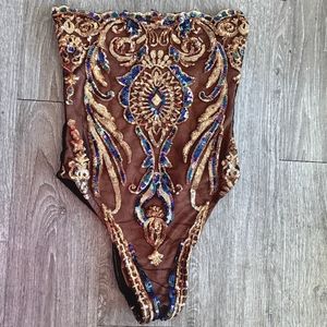 Sequin embellished bodysuit dance leo